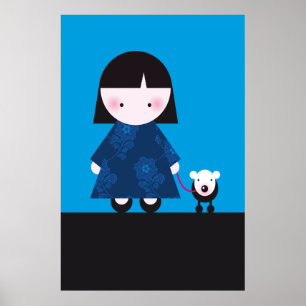 Heute ist das Beste! Niedliches Mädchen und ihr kl Poster