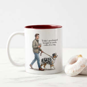Heute ist die gute Laune Kaffee und ein Blue Merle Zweifarbige Tasse