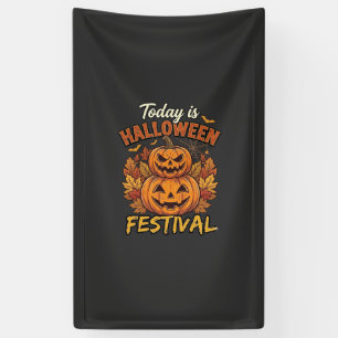 Heute ist Halloween-Festival Gestapelte Kürbisse S Banner
