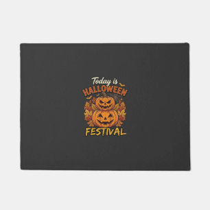 Heute ist Halloween-Festival Gestapelte Kürbisse S Fußmatte