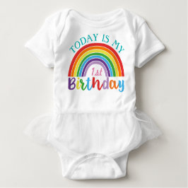 Heute ist mein 1. Geburtstag Rainbow Custom Age Gi Baby Strampler