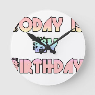 Heute ist mein Geburtstag Kunstprint Runde Wanduhr