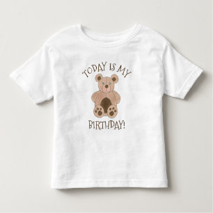 Heute ist mein Geburtstagsbär Brown Plush Teddy Bä Kleinkind T-shirt