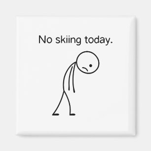 Heute kein Skifahren Lustige Winter-Schneesportler Magnet