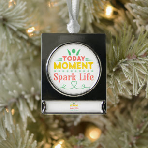 Heute Moment, Leben retten Banner-Ornament Silber