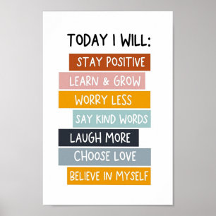 Heute Motivationsposter für Kinder positiv Poster