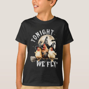 Heute Nacht fliegen wir Halloween, Retro-Hühner-He T-Shirt