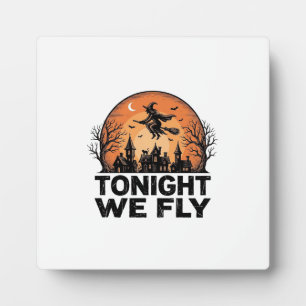 Heute Nacht Fliegen Wir Vintage Hexe Halloween-Shi Fotoplatte