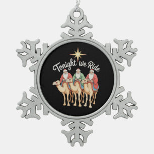 Heute Nacht Reiten wir Weihnachten 3 Weise Männer Schneeflocken Zinn-Ornament