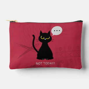 HEUTE NICHT! Funny Black Cat Grumpy Pouch Zubehörtasche