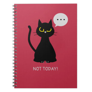 HEUTE NICHT! Grumpy Black Cat Notebook Notizblock