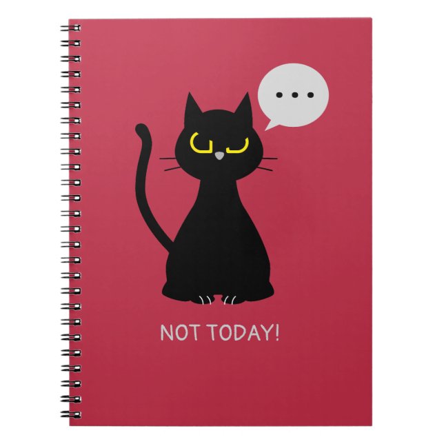 HEUTE NICHT! Grumpy Black Cat Notebook Notizblock (Vorderseite)