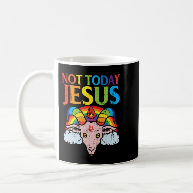 Heute nicht Jesus Satan Ziege Satanic Rainbow Sata Kaffeetasse (Links)