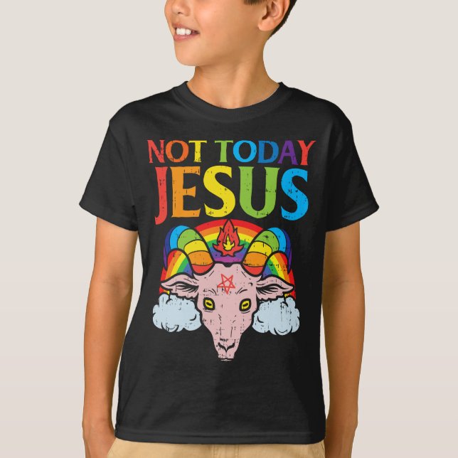 Heute nicht Jesus Satan Ziege Satanic Rainbow Sata T-Shirt (Vorderseite)