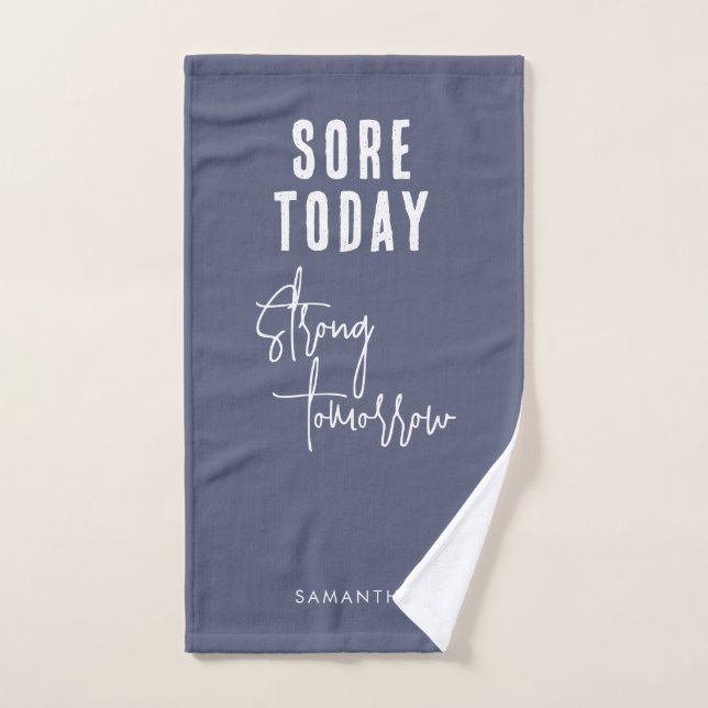 Heute Strong Tomorrow Graue Name Workout Gym Handtuch (Handtuch)