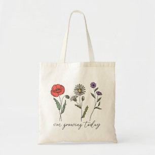Heute wächst Vintage Wildblume Tragetasche