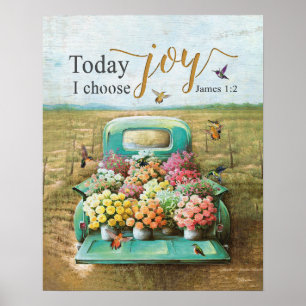 Heute wähle ich Joy Hummingbird Poster