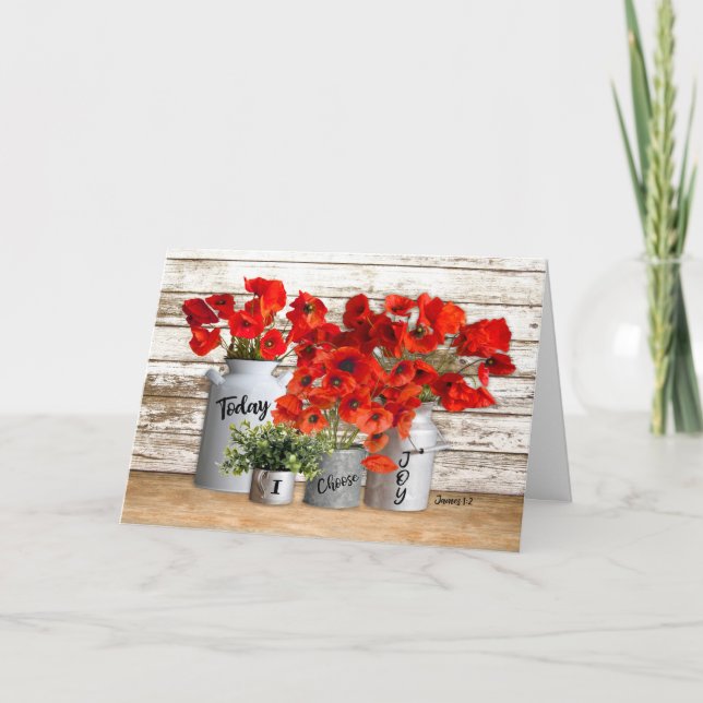 Heute wähle ich Joy Poppies Faltes Grußkarte Karte (Vorderseite)