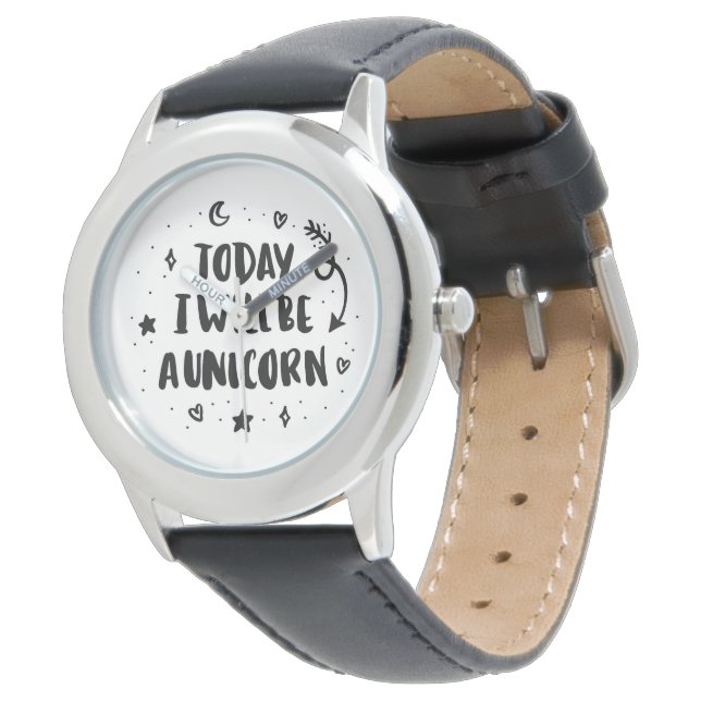 Heute werde ich ein Einhorn sein Armbanduhr (Schrägansicht)