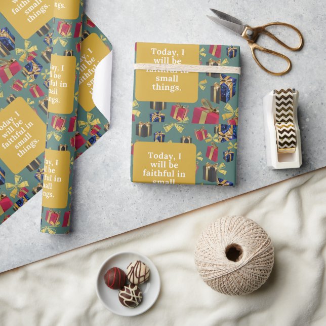 Heute werde ich in kleinen Dingen treu sein. Geschenkpapier (Kunsthandwerk)