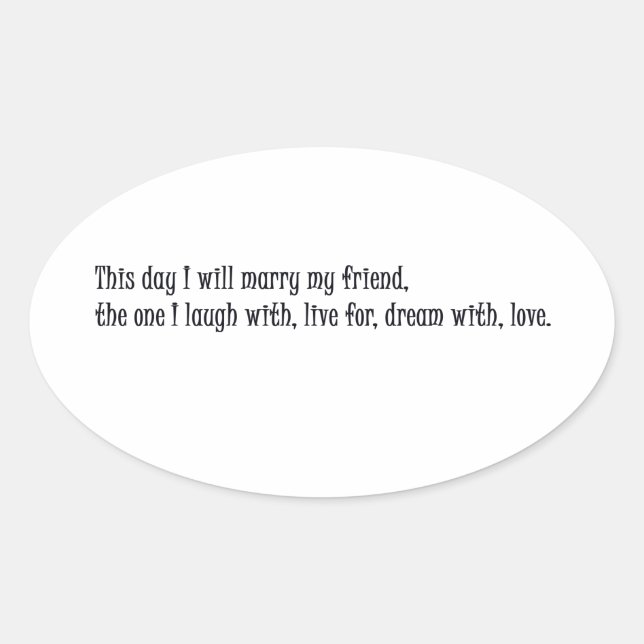 Heute werde ich meinen Freund heiraten Ovaler Aufkleber (Vorderseite)