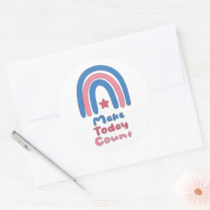 Heute zählen rosa und blau-boho Regenbogen Runder Aufkleber