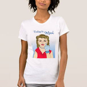 Heutige Laune, Retro-Dame gibt den Stinkefinger T-Shirt