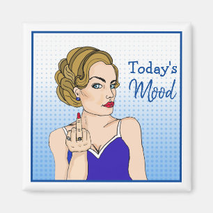 Heutige Stimmung, Retro-Dame gibt den Stinkefinger Magnet
