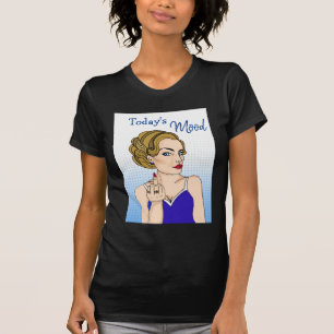 Heutige Stimmung, Retro-Dame gibt den Stinkefinger T-Shirt
