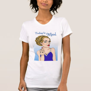 Heutige Stimmung, Retro-Dame gibt den Stinkefinger T-Shirt