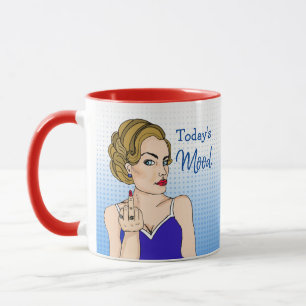 Heutige Stimmung, Retro-Dame gibt den Stinkefinger Tasse