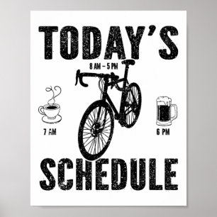 Heutiger Zeitplan Mountainbike-Fahren Vintage B Poster