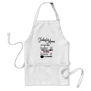 Heutiges Menü lässt zwei Wahlen es nehmen oder e Schürze