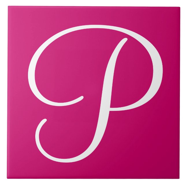 Hex cc0066 Farbnummer Monogramm Keramik Tile Fliese (Vorderseite)