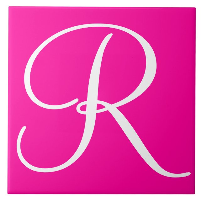 Hex ff0099 Farbnummer Monogramm Keramik Tile Fliese (Vorderseite)