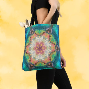Hex Mandala Blue Green und Pink