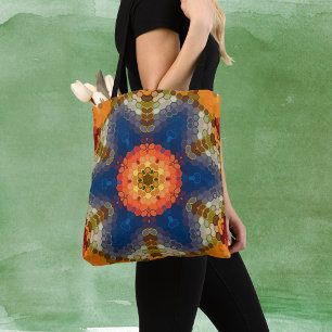 Hex Mandala Blue Orange und Red