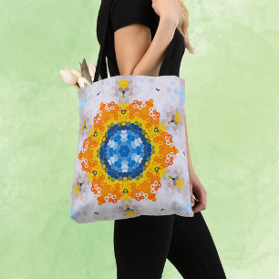 Hex Mandala Blue Yellow Orange und White