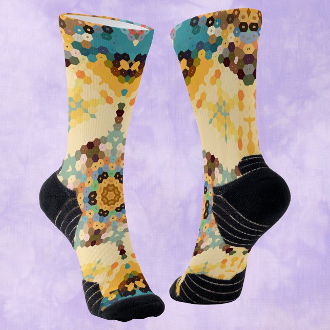 Hex Mandala Gelb und Blau Socken (Von Creator hochgeladen)