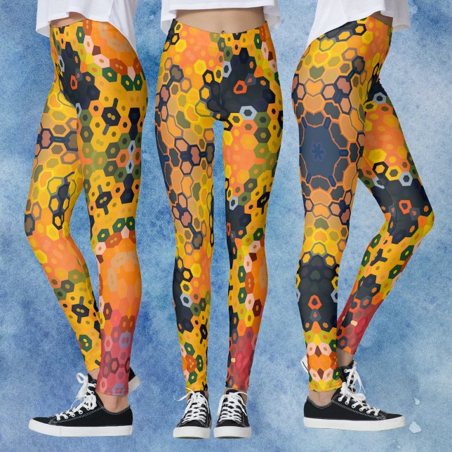 Hex Mandala Gelb und Orange Leggings (Von Creator hochgeladen)