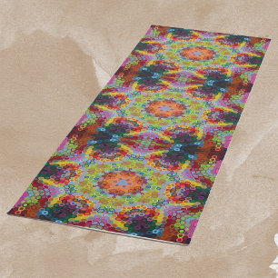 Hex Mandala Green Pink und Orange Yogamatte