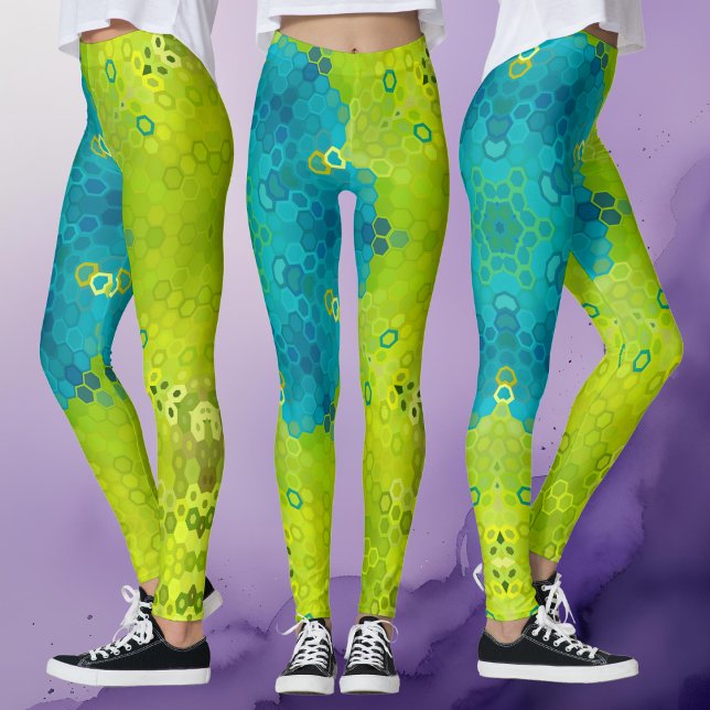 Hex Mandala Green und Blue Leggings (Von Creator hochgeladen)