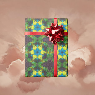 Hex Mandala Green Yellow und Blue Geschenkpapier