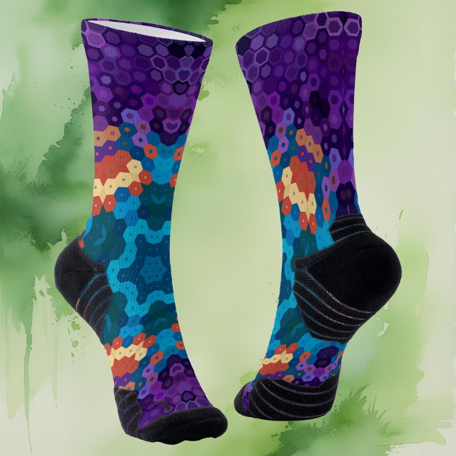 Hex Mandala Lila Blue und Orange Socken (Von Creator hochgeladen)