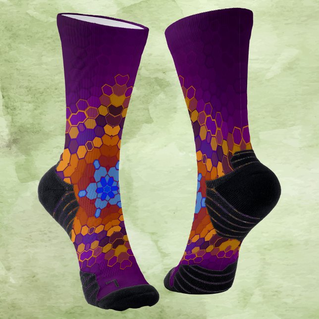 Hex Mandala Lila Orange und Blue Socken (Von Creator hochgeladen)