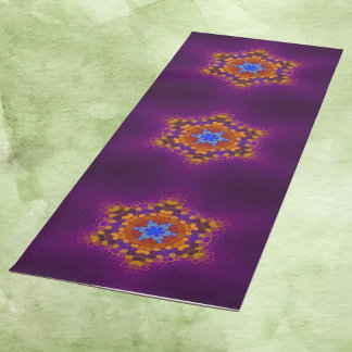 Hex Mandala Lila Orange und Blue Yogamatte