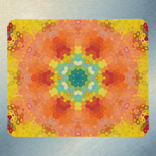 Hex Mandala Orange Gelb Rot und Blau Mousepad