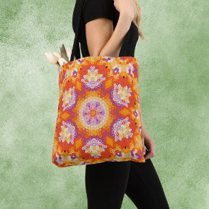 Hex Mandala Orange Lila und weiß