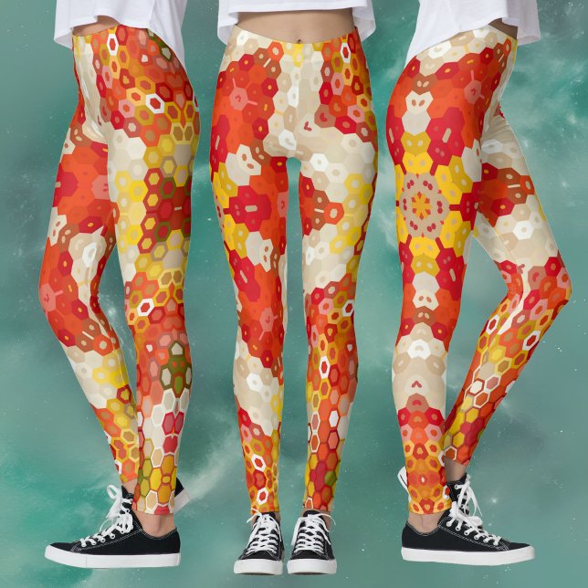 Hex Mandala Red und Yellow Leggings (Von Creator hochgeladen)