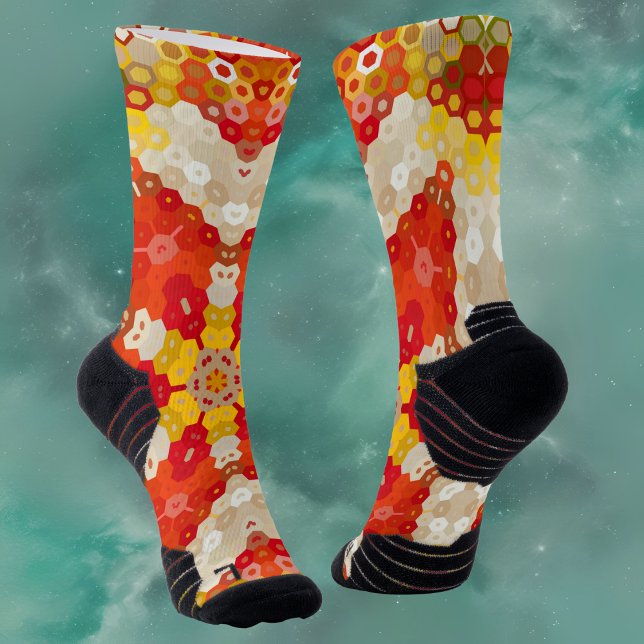 Hex Mandala Red und Yellow Socken (Von Creator hochgeladen)